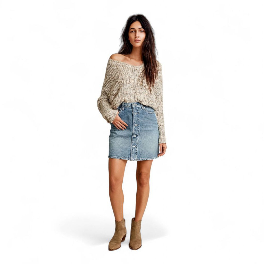Levi’s Snap Front Denim Skirt Sz 4 | Mid-Length A-Line Button Down Medium Wash